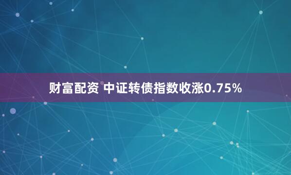 财富配资 中证转债指数收涨0.75%